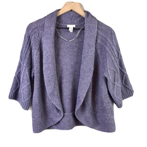 M Cardigan Knit Sweater Purple Open 