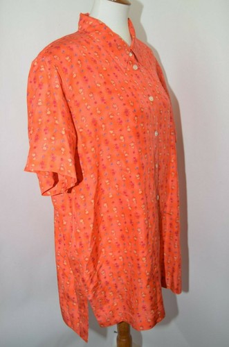Elisabeth By Liz Claiborne 100% Silk Orange Floral Top Shirt Blouse Womens 18 - Picture 3 of 8