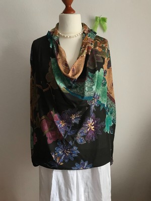 ETRO Tunika Shirt Oberteil I44 D38 40 42 L XL Wolle Seide Schwarz