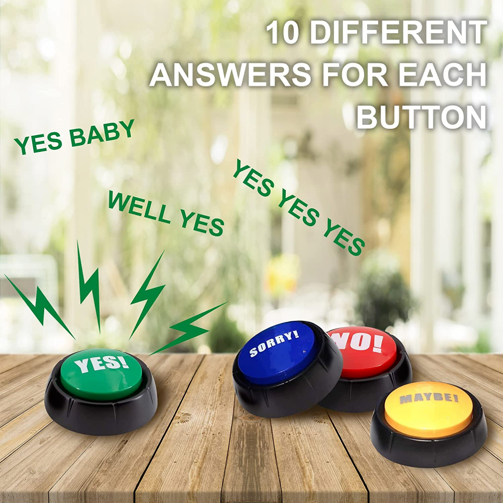 MyMealivos Yes & No Sound Button Set - 2 Pack Fun Novelty Buttons For Gags, Reactions, Home, Office, Or Gifts
