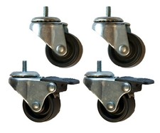 1-5/8" SWIVEL POLYOLEFIN CASTER WITH 1/4" X 1/2" STEM 4 PACK; 2 W/ BRAKE 