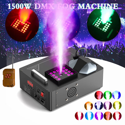 1500W Nebelmaschine DMX RGB 24 LED Bühnenlicht DJ Bühneneffekt Show Party Remote