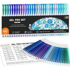 Shuttle Art 60 Pack Blue Tone Gel Pens, 30 Blue Tone Gel Pens with 30 Refills fo