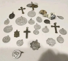 Religious Spiritual Items - Large Lot Cross Pendants Pins Christian Vintage