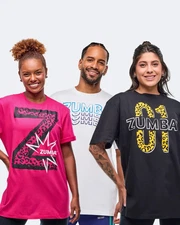 Zumba Sizzllin' Crew Neck Tee +FREE BAG! OneSize -or All 3! Black, White or Pink