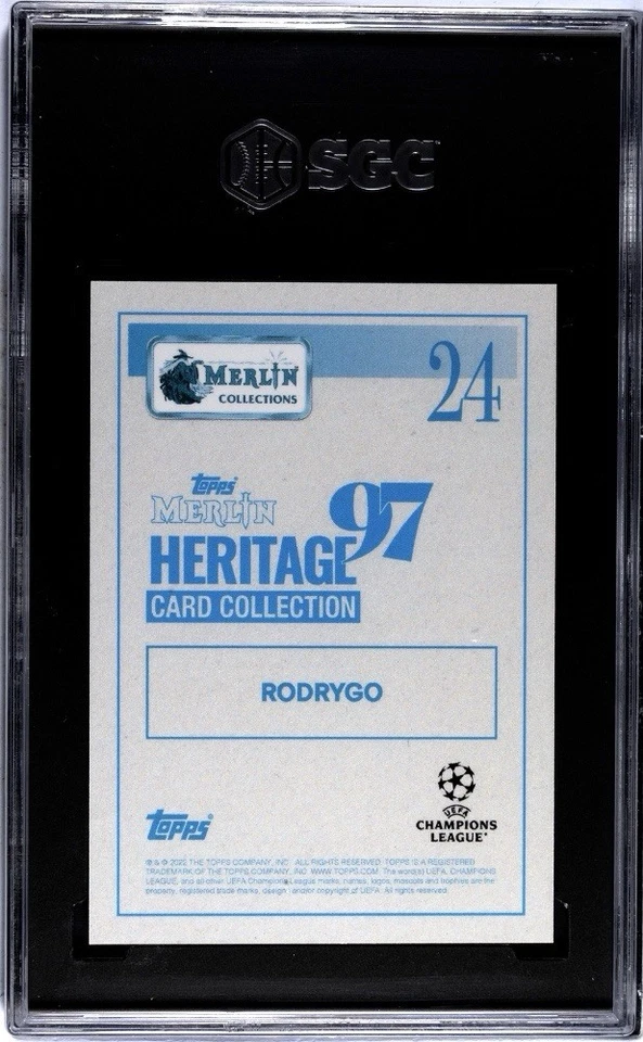 Rodrygo Auto 3/49 2021-22 Topps Merlin Heritage 97 Brazil Real Madrid SGC 9 - Image 2 of 2