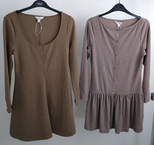 M&S Women's Two Knit Short Dresses Size 10 Petite In Shades Of Brown New