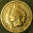 1895 American Indian Head Cent Circulated Brown Philadelphia Mint Penny.