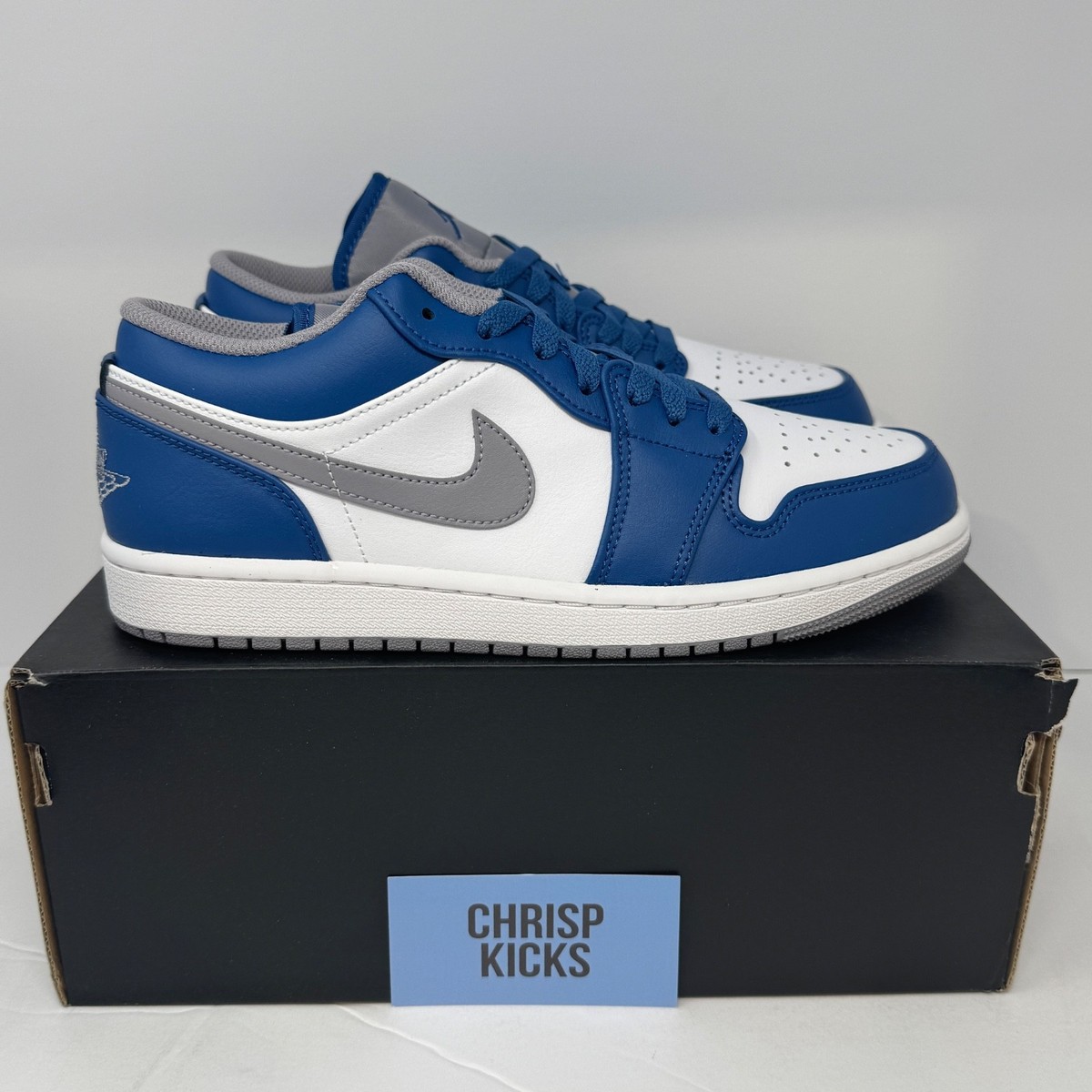 Air Jordan 1 Low True Blue Cement 553558-412 Men's & GS Sizes | eBay