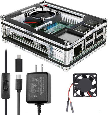 Raspberry Pi 3 B+ Case with Fan Cooling Pi 3B Case with 3 Pcs Heat-Sinks 5V 3A P