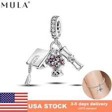 MULA European 925 Silver Charm AAA CZ Flower Doctor Hat For Women Bracelet