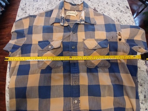 VTG 80s 90s ST John's Bay Plaid Flannel Distressed Faded Grunge Work Destroyed L, $29.95 - Photo 4