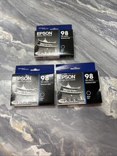Lot of 3 Genuine Epson 98 High Capacity OEM Black Ink T098120 Exp. 2020