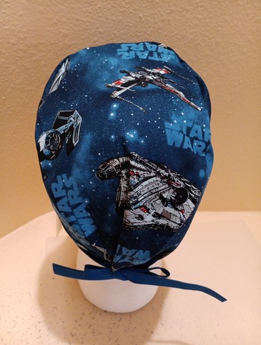 Star Wars Ships Blue Men's Skull/Chemo Surgical Scrub Hat/Cap Handmade - Picture 5 of 7