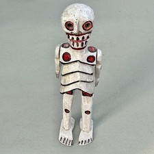 Mexican Calaca Skeleton Carved Wood Dia de Muertos 9¾? Jointed Arms 80s VTG