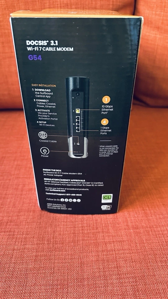 Tabla de surf ARRIS G54 BE18000 cuatro bandas Wi-Fi 7 cable módem Foto 2 de 2