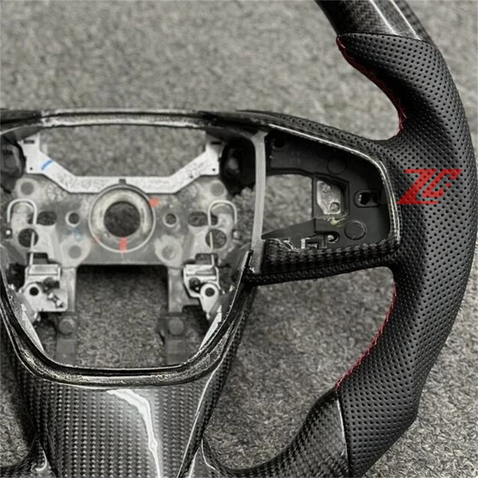 Ajuste para volante Honda CR-V 2017-2021 personalizado fibra de carbono cuero negro Foto 4 de 4