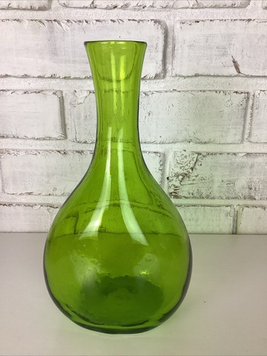 Jarrón Midcentury de 10" de alto verde soplado con cáscara de naranja texturizado Blenko? - Imagen 2 de 11