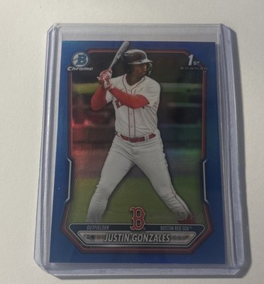 Justin Gonzalez 2026 Bowman 1st Chrome True Blue Refractor #/150 Boston Red Sox