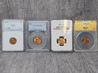 Red Penny 1C Graded Lot 1942 MS66 1950 MS64 1959 MS66 1969 MS62 - Lot of 4