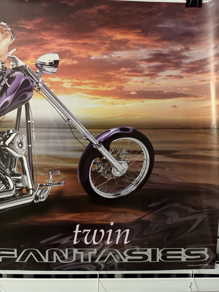 RARE VINTAGE TWIN FANTASIES HARLEY DAVIDSON SEXY PROMO POSTER 35 X