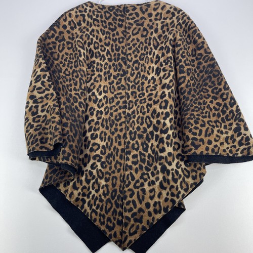 Jones New York Signature Leopard Print Reversible Poncho Cape Coat - One Size - Picture 2 of 11