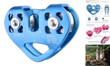 20kN 30kN Climbing Pulley Zipline Tandem Speed Dual Trolley Kit 01 30kN - Blue