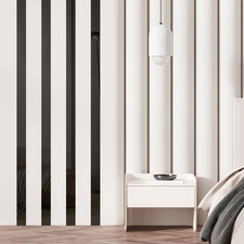 30 Pcs Striped Mirror Stickers, 1.18'' x 11.8'' Mirror Wall Stickers, Black