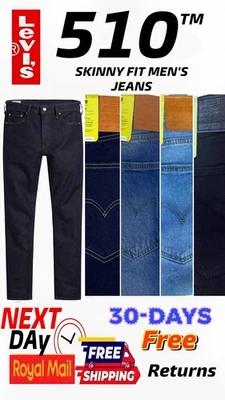 Jeans uomo Levi's 510 skinny fit denim elasticizzato dalla W30 alla W40 L30 e L32 nuovi con etichette