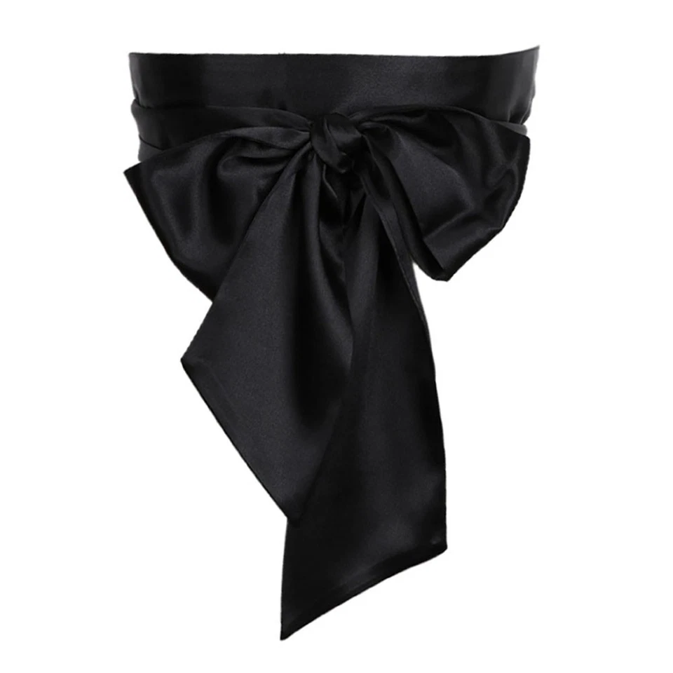 Bowknot Fabric Ribbon Cummerbunds Long Wide Silky Scarf Waist Cover Elegant ! - Image 4 of 4