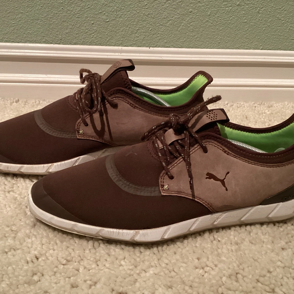 Mens Puma Ignite PWRADAPT Caged Crafted Golf Shoes Brown / Tan Size 12 - Image 2 of 4