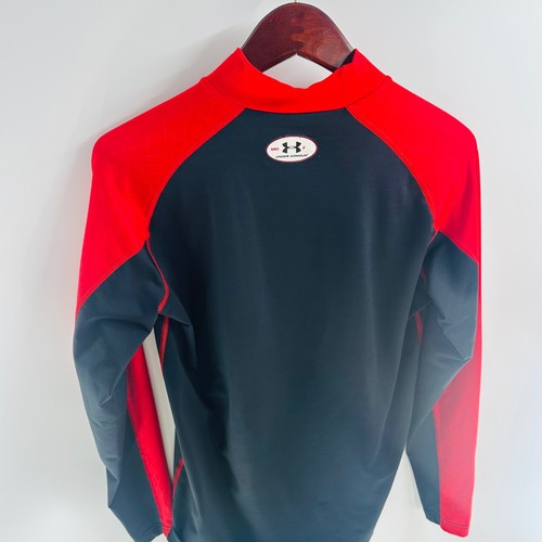 Under Armour ColdGear Fitted Mock Neck Long Sleeve Top Red Black MD - Picture 6 of 8