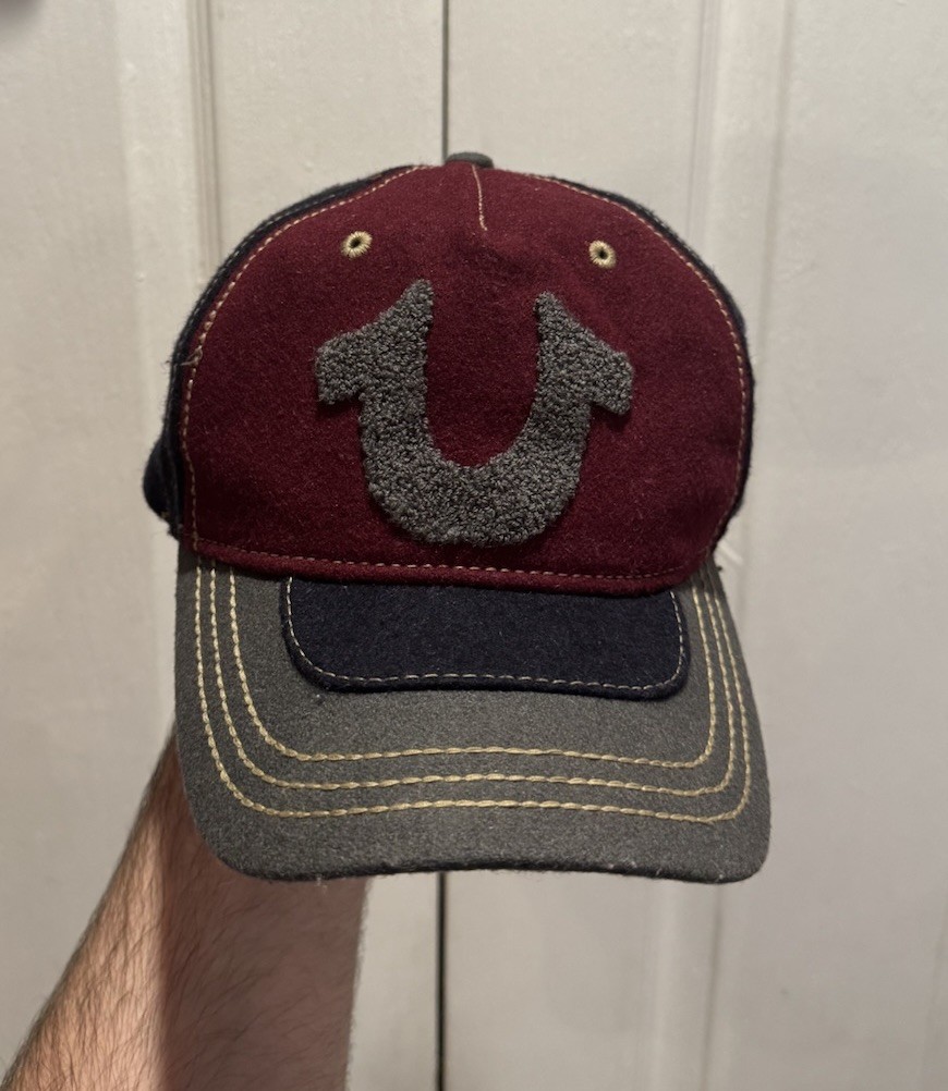 RARE Vintage 2000s True Religion Embroidered Classic Logo Patchwork Wool Hat