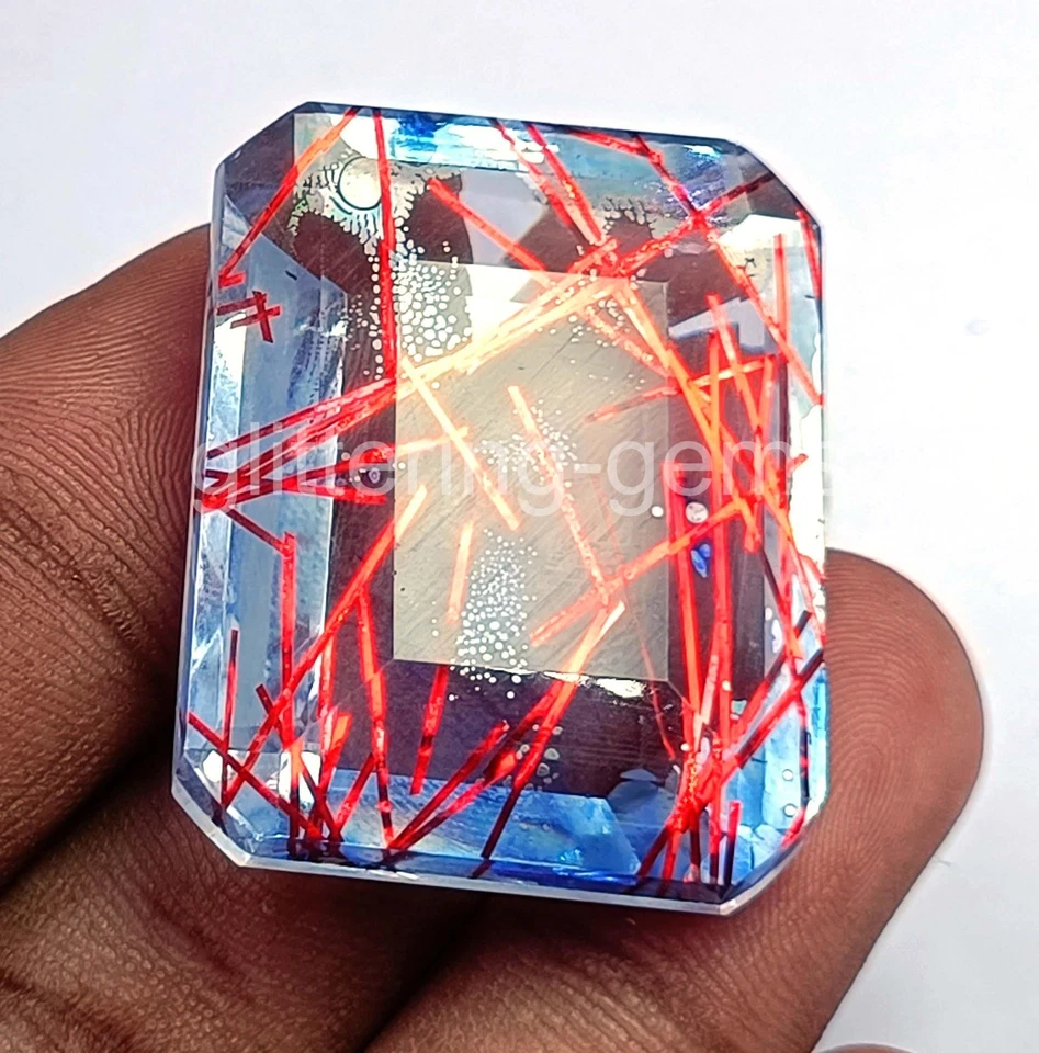 95.20 Ct Natural Emerald Cut Bi-Color Quartz Rutilated IGL Certified Gems 5AOG - Image 2 of 4