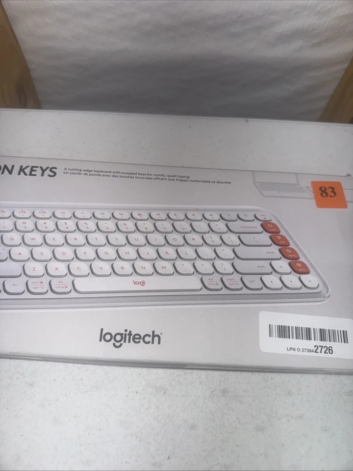 Logitech Pop Icon Keys Compact Wireless Keyboard, White/Orange 920-012935 - Image 3 of 4