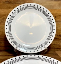 SET OF 2 - CORELLE - CITY BLOCK - BLACK SQUARES - 10 1/4" DINNER PLATES