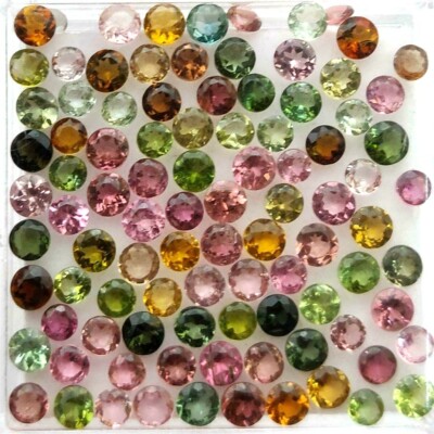 Wholesale Lot 2.5mm Round Faceted Natural Multi Tourmaline Loose Calibrated Gems