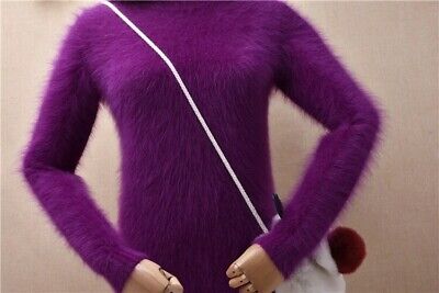 Mink cashmere mohair angora knit byzantine purple sweater jumper lux