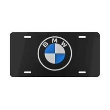 BMW Marque License Plate with BMW Logo -Black Stainless Steel