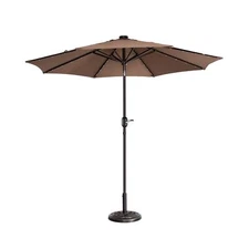 Villacera 9-Foot LED Outdoor Patio Umbrella with Base Brown