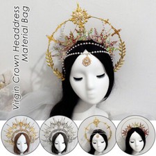 Women Baroque Cross Goddess Crown Tiara Exaggerated Catwalk Headpiece DIY