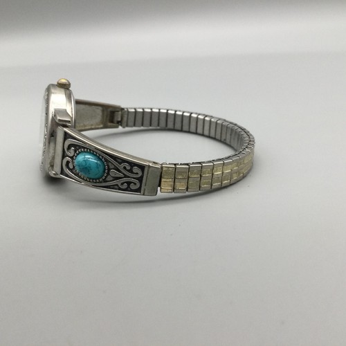 Accutime Southwest Watch Women 25mm Silver Tone Blue Stone Stretch New Battery - Picture 8 of 15