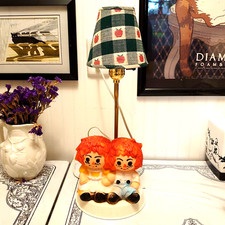 Vintage Raggedy Ann and Andy 3 Way Lamp / Nightlight Nursery Lamp 18" Tall