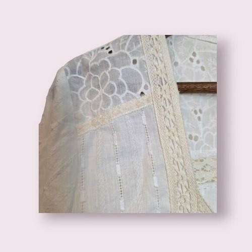 Pol Women Lagenlook Gorgeous Flower Embroidery Button Oversized White Small - Bild 5 von 15