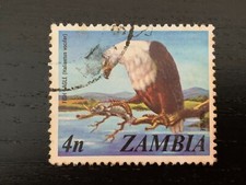 ZAMBIA 1975 LOCAL MOTIFS 4N FISH EAGLE HALIAETUS VOCIFER - FINE USED