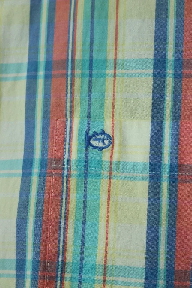 Southern Tide Colorful Plaid Button Down Shirt Men's Large Cotton Stretch Blend - Image 4 of 4