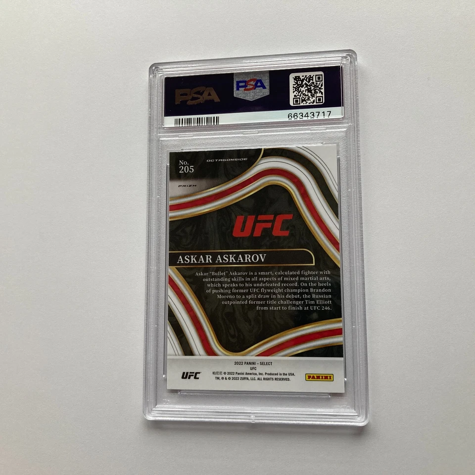 Askar Askarov 2022 Panini Select UFC Octagonside Silver Prizm Card #205 PSA 10 - Image 3 of 3