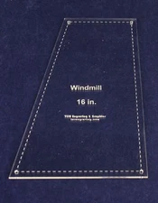 Windmill - Makes 16" Finished Square-- 1/8" Clear Acrylic - Quilting Templates-