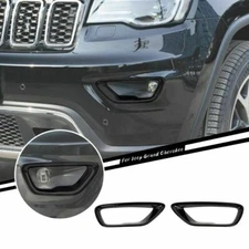 Black Front Fog Light Cover Fog Lamp Frame Trim For Jeep Grand Cherokee 2018-21