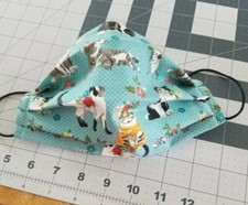 CATS Hand Made Cotton Face Mask Pleated w Elastic washable reusable